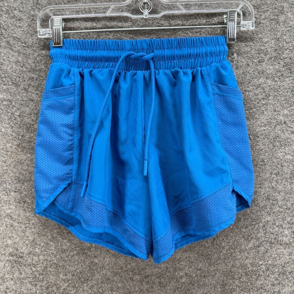 Unbranded Activewear Shorts Women XS Blue Drawstring Pockets Elastic Waist